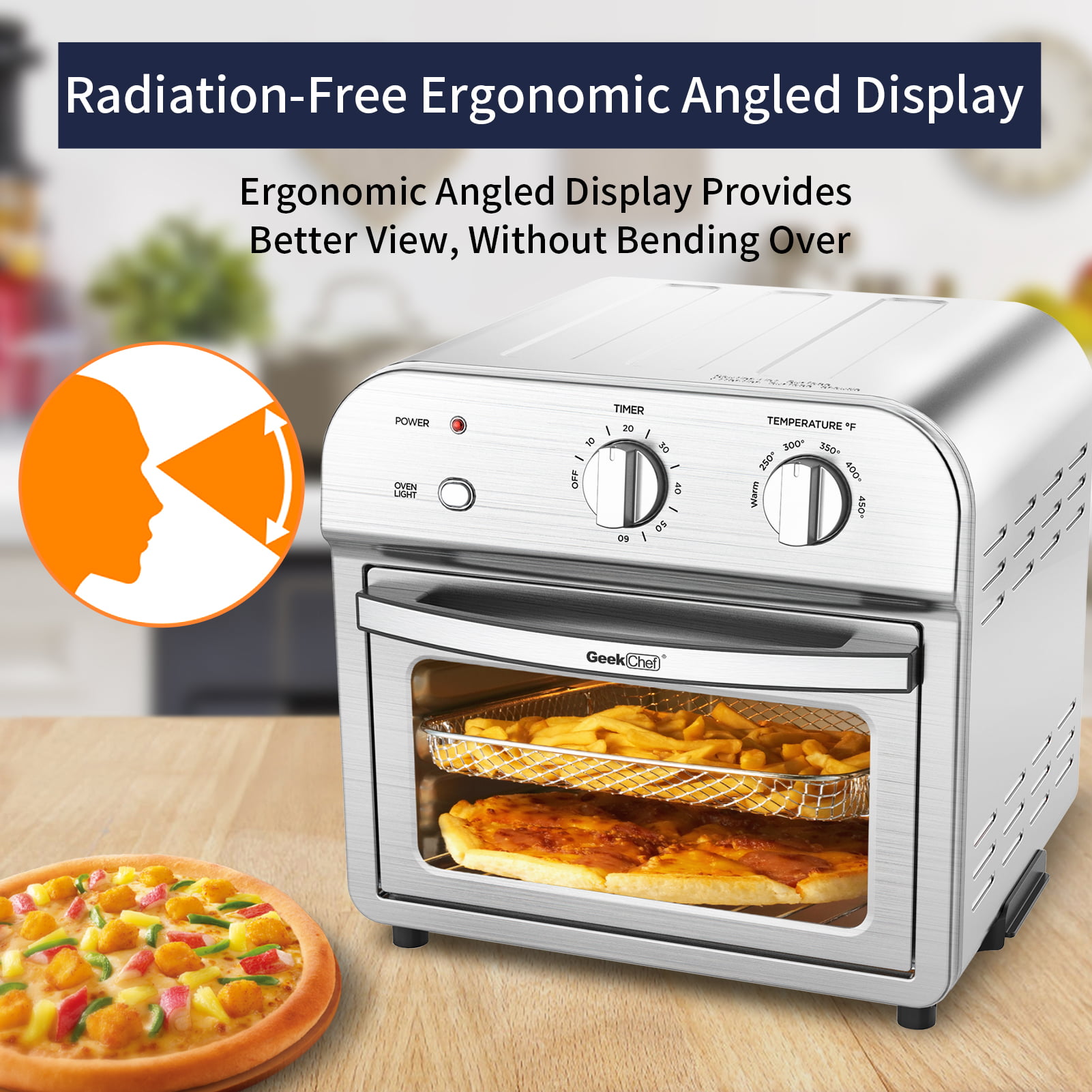 Air Fryer Toaster Oven, 360° Convection Air Fryer Pizza Oven Combo, with  Rotisserie And Dehydrator, Fry Oil-Free, Stainless Steel Accessories, 1500  W 
