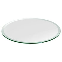 Dulles Glass 12" Round Table Top 1/2" Thick, Beveled Polished Tempered Glass for Indoor Dining or Outdoor Patio, 5 Pounds