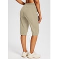 thumbnail image 2 of BALEAF Women's 15" Long Shorts Below The Knee Capri Hiking Cargo Shorts Lightweight Quick Dry Elastic Waist for Casual Beige S, 2 of 7