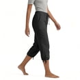 thumbnail image 4 of Nestiefly Cotton Linen Capri Pants for Women Petite Summer Pedal Capris 2026 Elastic High Waist Wide Leg Crop Trouser with Pockets Black M, 4 of 7
