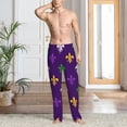 thumbnail image 5 of Vsdgher Purple Mardi Gras Print Mens Pajama Pants Sleep & Lounge Pants, PJ Bottoms With elastic waistb and Pockets, 5 of 5