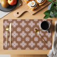 thumbnail image 2 of Brown Floral Placemats Set of 12, Spring Flowers Modern Abstract Art Farmhouse Placemats for Dining Table, Place Mats for Kitchen Tabletop, Waterproof Wipeable Dining Table Mats Set, 2 of 9