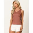 thumbnail image 2 of DARING DIVA Women's Satin Tank Top Silky Basic V Neck Sleeveless Blouse M Brick Red, 2 of 6