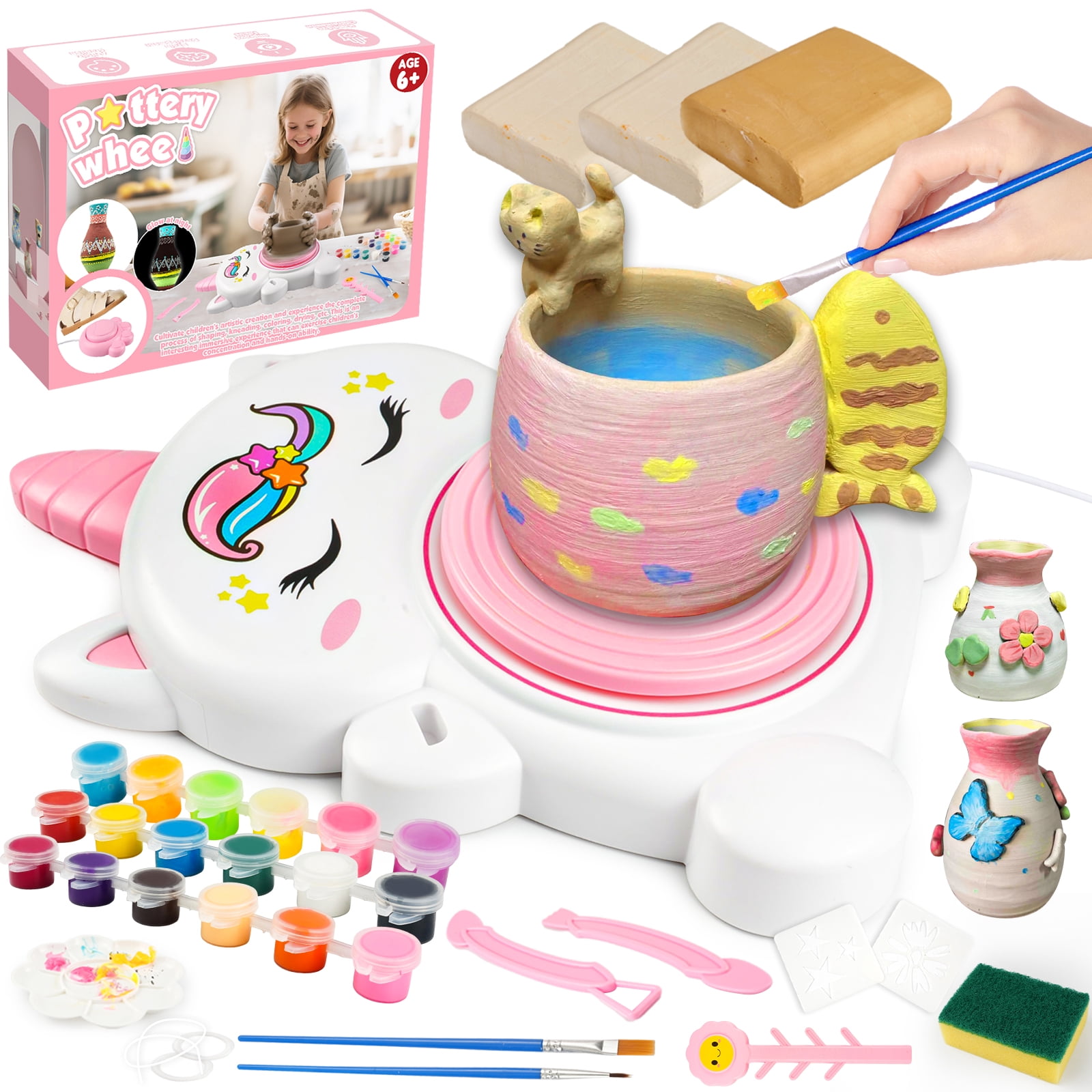 Darice Young Artist Painting Set For Kids - 14 Piece Bundle With Tempera Paints, Brushes, Paper Roll & Smock