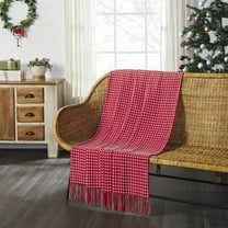 VHC Brands Gallen Red White Woven Throw 50x60