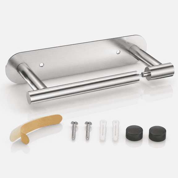 Toilet Paper Holder Stainless Steel Tissue Roll Holder Adhesive or Screw Wall Mount Toilet Paper Dispenser Practical Tissue Rack for Bathroom Home