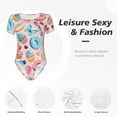 thumbnail image 6 of Gaeub Cupcakes And Donuts Women'S Short Sleeve One Piece Swimsuit Sexy High-Waisted Bodysuit For Swimming, Beach, Sports - Medium, 6 of 9