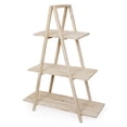 thumbnail image 3 of Alpine Corporation MBB168 Wood 3-Tier Triangular Storage Rack for Books, Plants, Decor, Rustic Display Rack with 3 Shelves, 3 of 13