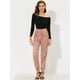 thumbnail image 2 of Pantalones cargo de satén sedoso Allegra K de tiro alto elástico con cordón para mujer Gris-Rosa S, 2 of 6