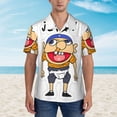 thumbnail image 2 of Lsque Sml Jeffy Pattern Hawaiian Shirt for Men Unisex Summer Beach Casual Short Sleeve Cotton Linen Button Down Shirts-Small, 2 of 6