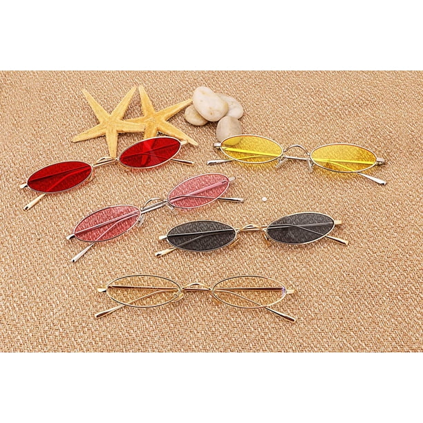 FEISEDY Vintage Small Sunglasses Oval Slender Metal Frame  display picture 2