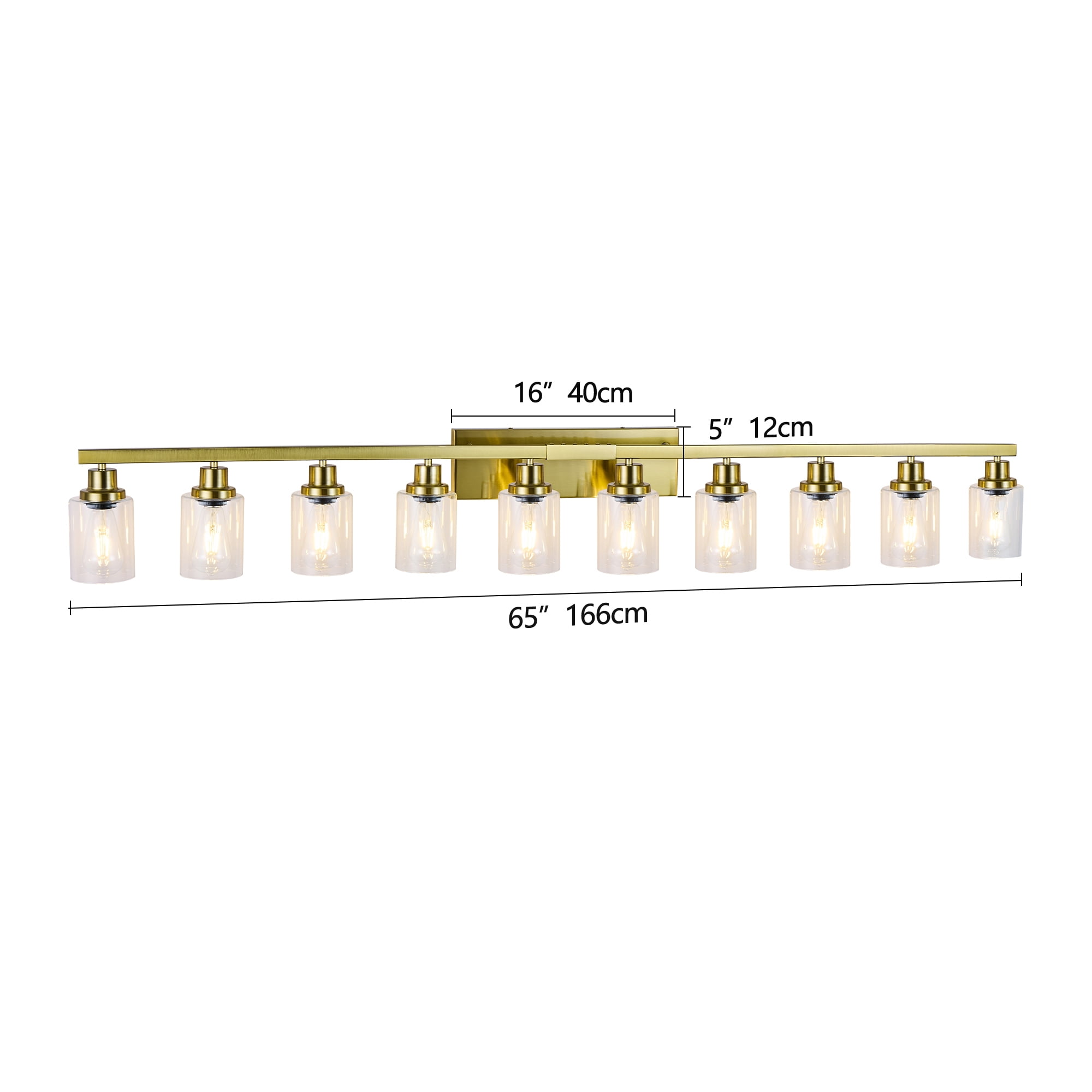 Jopath 10 Light Bathroom Vanity Lights Over Mirror, 65.4inch Vanity Lights Fixtures Matte Gold Modern Vanity Lights Bathroom Wall Sconce for Mirror Bedroom,Living Room