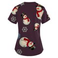 thumbnail image 3 of Tops Para Mujer, Blusa Navideña, Camisas de Moda, Manga Corta, Cuello en V, Uniforme de Trabajo, Estampado Con Bolsillo Odeerbi  ODB170808, 3 of 4