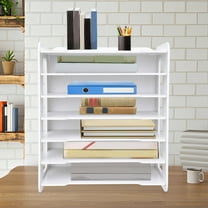 7 Tier Paper File Holder Document Storage Rack Desktop Organizer Office Home White Simple 13.38*9.84
