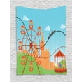 thumbnail image 1 of Ferris Wheel Tapestry, Flat Art Colorful Ferris Wheel Rollercoaster and Merry-Go-Round Attractions, Wall Hanging for Bedroom Living Room Dorm Decor, 40W X 60L Inches, Multicolor, by Ambesonne, 1 of 2