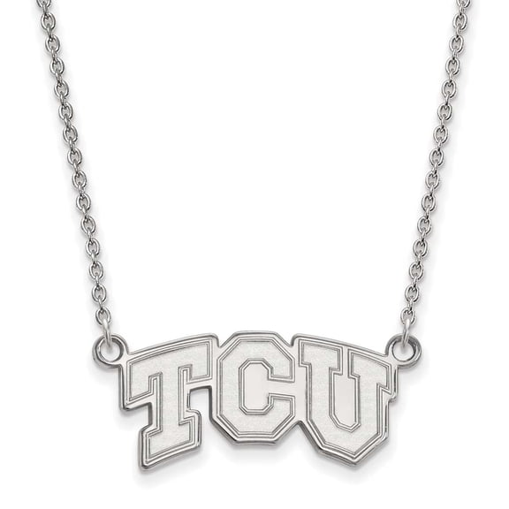 14k White Gold Logoart Texas Christian University Small Pendant Necklace