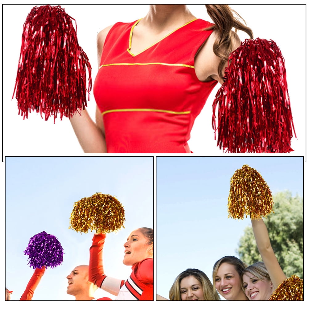 OUNONA 28PCS Cheerleading Pom Poms with Hand Sticks for Party Decor, School Sports, Gymnastics, Dance, and Events