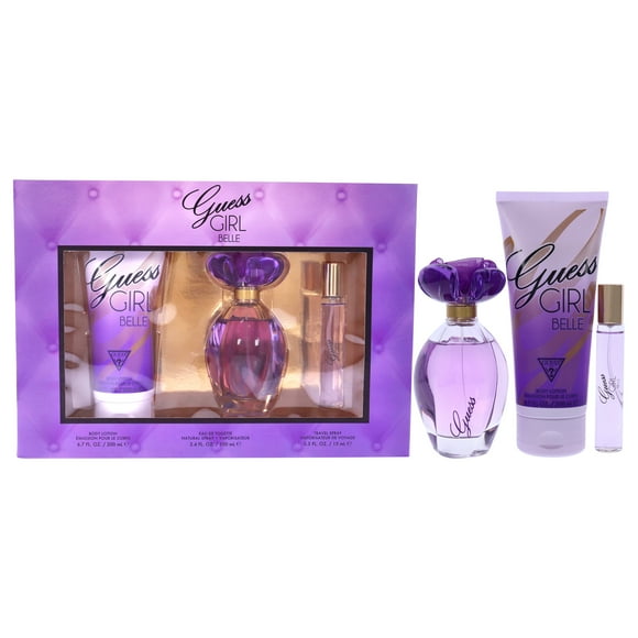 Guess Girl Belle par Guess pour Femmes - Ensemble Cadeau 3 Pcs 3.4oz EDT Vaporisateur, 0.5oz EDP Vaporisateur de Voyage, 6.7oz Lotion pour le Corps