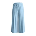 thumbnail image 5 of Women's Soft Drawstring Wide Leg Pants, Casual Solid Color Pull On Trousers, Harem Joggers with Functional Pockets, Summer Lightweight Breathable for Work Vacation | TruBelle,Light Blue M, 5 of 9