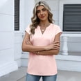thumbnail image 4 of Satingcolo Womens Shirts Silk Satin Blouses V Neck Summer Shirts Cap Sleeve Business Casual Dressy Spring Summer Clothing Light pink L, 4 of 4
