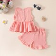 thumbnail image 5 of TOWED22 Infant Girls 2pcs Sweet Clothing Sets Sleeveless Tee and Shorts Lovely Summer Outfits Toddler Tank Top Clothes Pocket(Pink,18-24 M), 5 of 9