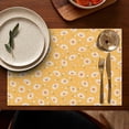 thumbnail image 5 of Yellow Daisy Flower Retro Pattern Summer Placemats Table Placemats Set Of 4-Linen Kitchen Washable Placemats Table Mats 11.8"x17.7" Non-Slip Heat Resistant, 5 of 6