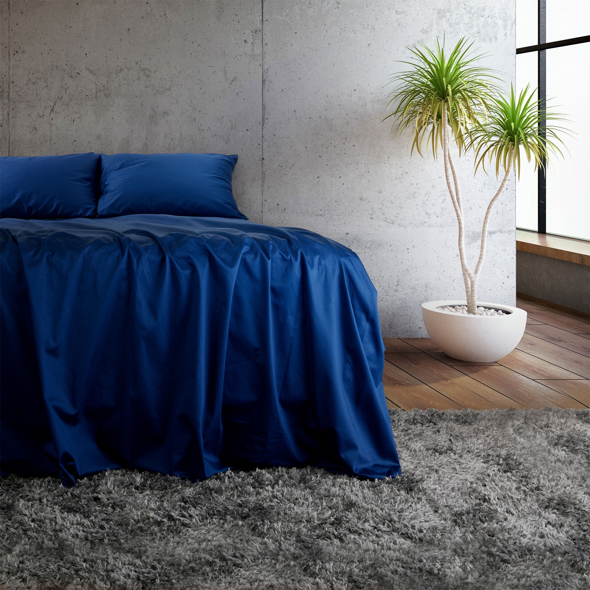 Sleepgram Supima 400 Thread Count Cotton Duvet Cover, King, Poseidon Blue