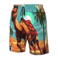 thumbnail image 4 of Cauagu Cool Camel Oasis Vibes Print Men's Swim Trunks,Hawaiian Bathing Suit Swimsuits Beach Shorts with Pockets for Men Quick Dry Swimming Board Shorts-Small, 4 of 6