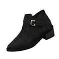thumbnail image 1 of Bottes pour Femmes, Mode Décontractée Polyvalente à Bout Pointu avec Boucle, Talon Épais Style Britannique, Talon Moyen, Tige Courte, Bottes pour Femmes, 1 of 9