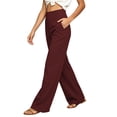 thumbnail image 3 of cocolona Womens High Waist Dress Pants Elastic Waist Straight Wide Leg Yoga Pants Casual Commute Work Pants with Pockets, 3 of 5