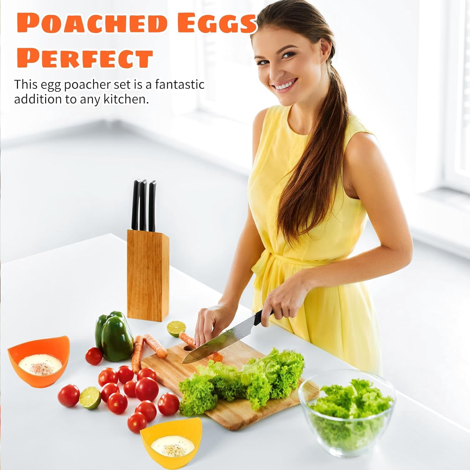 Poached Egg Cooker - Non-Stick Silicone Cups, Microwave & Stovetop, BPA Free