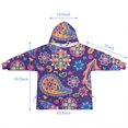 thumbnail image 7 of Purple Paisley and Floral Pattern Blanket Hoodies for Kids 6-13YR Oversize Wearable Blanket Hoodies for Boys Girls Teens, 7 of 7