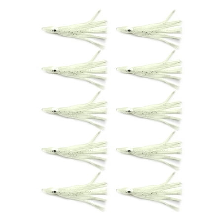 Jkung 10Pcs 9CM/2G Soft Squid Skirt Bait Luminous Realistic Silicone Saltwater Trolling Fishing Artificial Glow Octopus Lure Fishing Accessories
