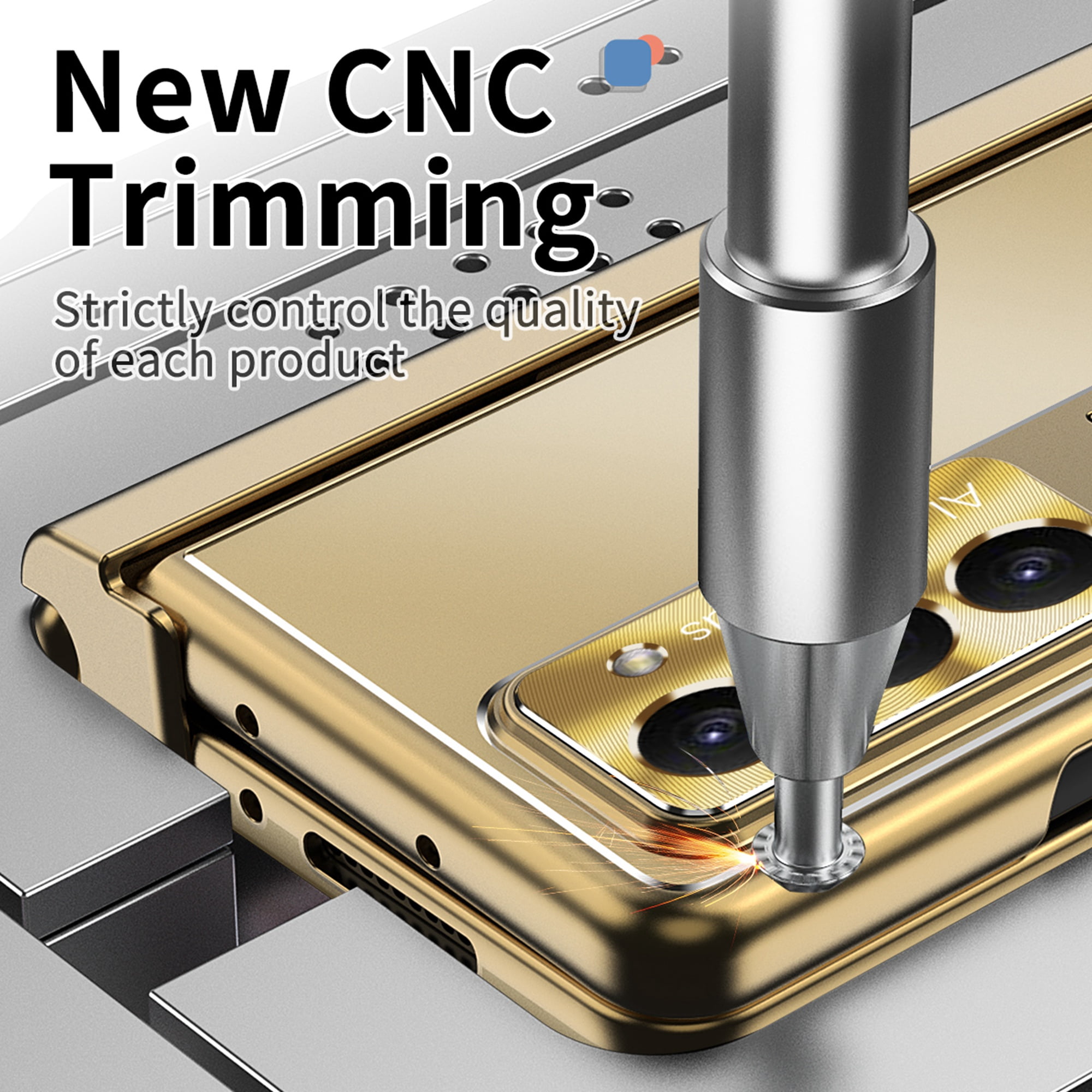 Nalacover for Samsung Galaxy Z Fold 6 Aluminum Metal Folding Case, S Pen Holder Hinge Protection Screen Film Cover with Hidden Bracket Plating Case for Samsung Galaxy Z Fold 6,Gold