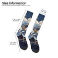 thumbnail image 2 of Xecao Blue Golden Dream Lotus print thigh-high socks, crafted for both men and women with a stretchy, high-opaque design perfect for daily wear, 2 of 6