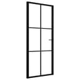 thumbnail image 7 of vidaXL Black ESG Glass Aluminum Interior Door Single Door 32.7x79.3 Inch 1.4 Inch Thickness, 7 of 7