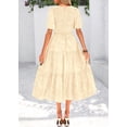 thumbnail image 2 of Vestido KIRUNDO, vestido midi floral de verano para mujer, color albaricoque, 2 of 8