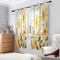 thumbnail image 2 of Yayeee Window Curtains Light Filtering 63"x42" Grommet Panel Pair Home Living Room Decor, Beige Sunflowers, 2 of 7