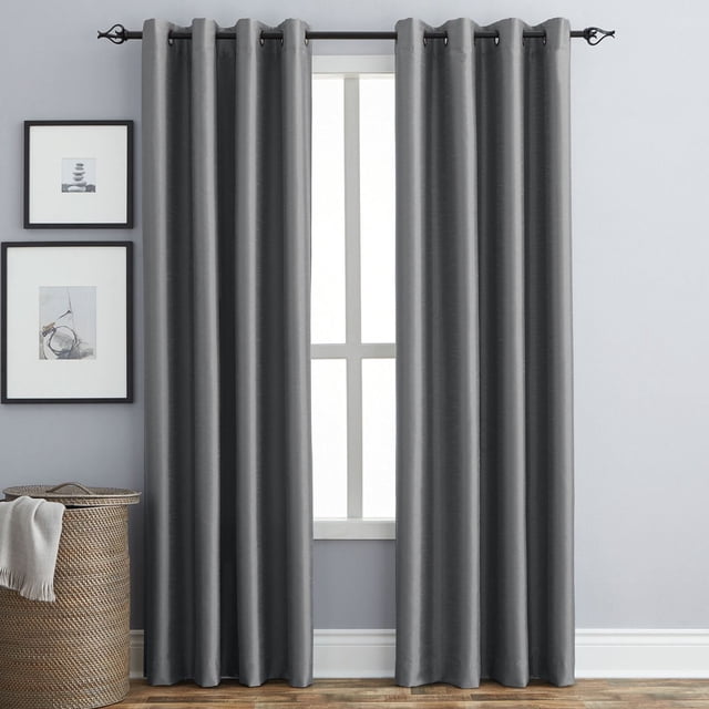 Hometrends Faux Silk Grommet Room Darkening Window Curtains Panel