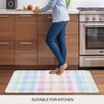 thumbnail image 6 of Blue Pink Plaid Door Mat Indoor Outdoor, Pastel Green White Buffalo Patchwork Non Slip Welcome Mat with Rubber Backing, Absorbent Fabric Front Door Mats Entryway Rug for Home Patio Entrance 16"x24", 6 of 8