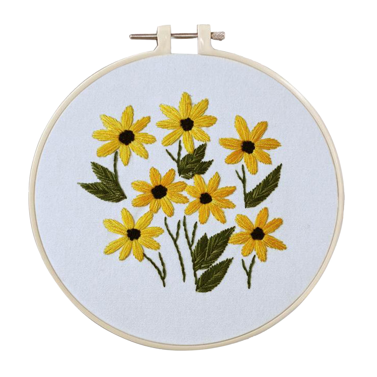 Clothes with Stamped Pattern Embroidery Hoop and Color Threads Tools Yellow Embroidery Kit for Beginners Cross Stitch Kit for Starter Adults Needlepoint Kits Full Range of Embroidery Kits 