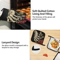 thumbnail image 4 of Skull Head and Rose 5 Pcs Kitchen Set Heat Resistant Oven Mitts and Non-Slip Pot Holders with Adjustable Cooking Apron, 4 of 6