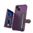 thumbnail image 2 of Allytech Rugged Case for iPhone 15 Support Magnetic Car Mount, Premium PU Leather Flip Card Cash Holder Pocket Shockproof Anti-Fall Back Case for iPhone 15 - Purple, 2 of 7