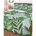 thumbnail image 3 of Quilts Twin-XL Size Bedding Set, Monstera Leaves Lightweight Quilted Comforter, Summer Palm Leaf Botanical Wooden Grey Soft Reversible Bedspread Coverlet with Pillow Covers for All Season, 68" x 98", 3 of 7