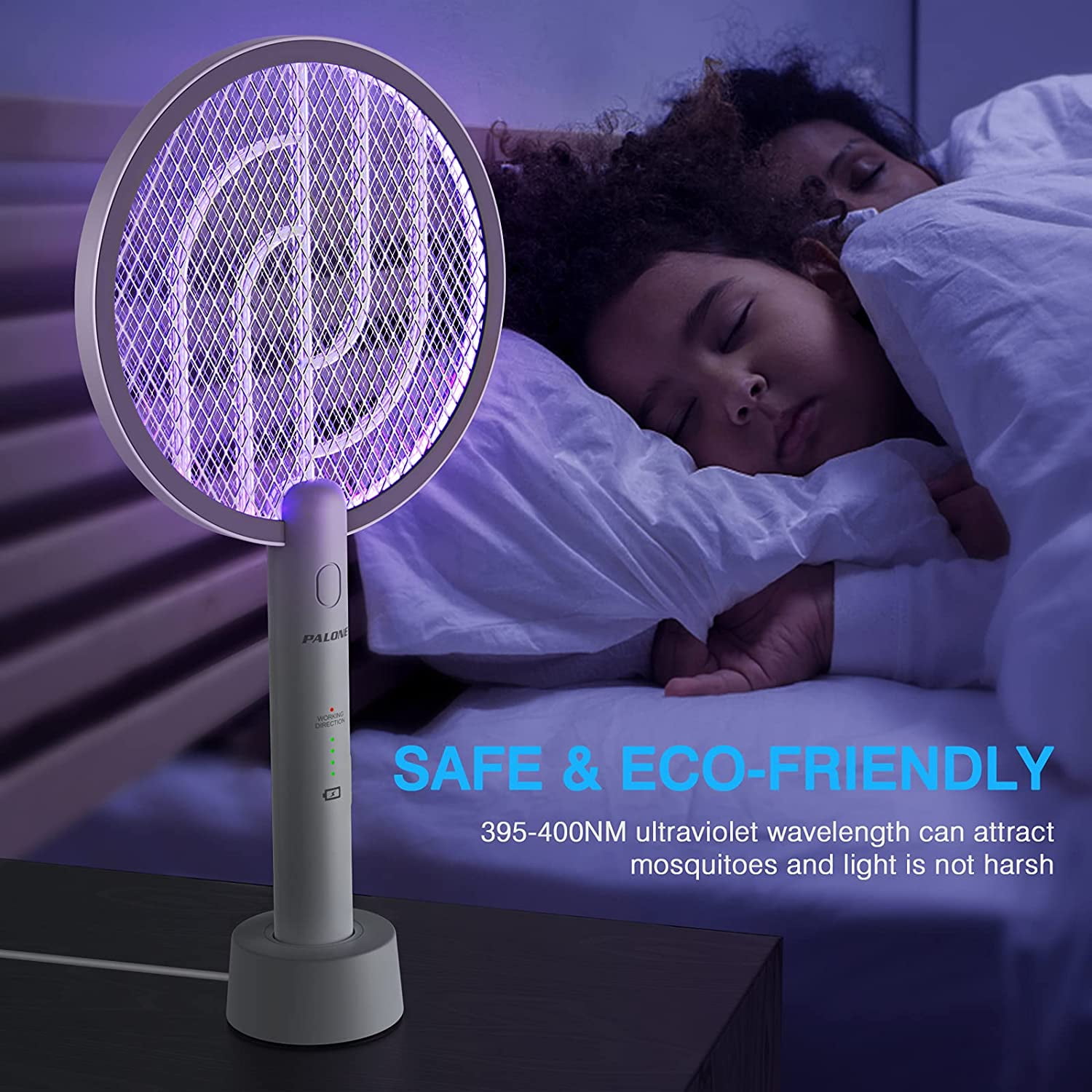 Bug Zapper, PALONE 2 in 1 USB Rechargeable Electric Fly Swatter Lamp & Racket, 3000V Pest Insects Control Flying Bugs Trap Mosquito Killer for Home, Kitchen, Office, Outdoor