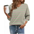 thumbnail image 6 of Sexlip V-Neck Long Sleeve Casual Sweatshirt Fleece Relaxed Fit Soft Comfortable Top for Winter Daily Wear Women's Clothing Fashionable Lifestyle Essential Green S, 6 of 6