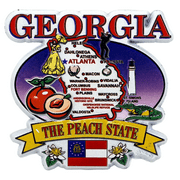 Georgia State Elements Map Fridge Collectible Souvenir Magnet