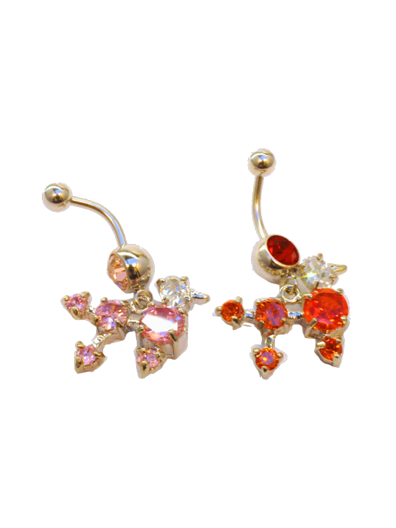Poodle Dangle Belly Ring 14G (1.6MM) #80 (Red)