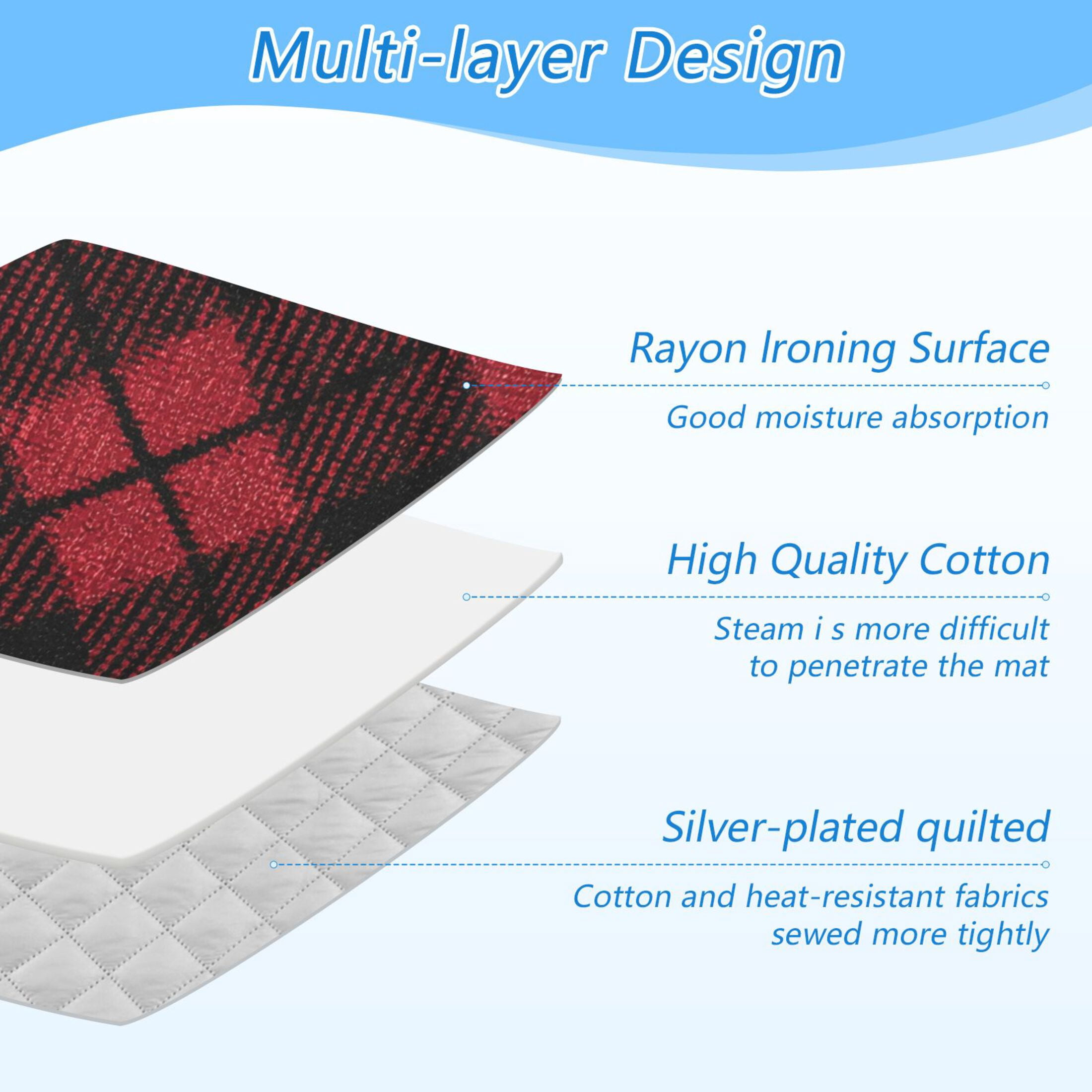 Red and Black Diagonal Tartan Plaids Ironing Mat Blanket Portable Travel Ironing Pad Heat Resistant Pad 47.2" x 27.6”