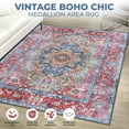 thumbnail image 3 of Superior Tanager Rustic Non-Slip Washable Indoor Area Rug, 4' x 6', Red, 3 of 8